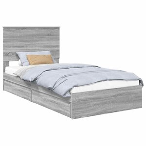 vidaXL Lit de Rangement Gris Sonoma 100 x 200 cm Bois d'ingénierie