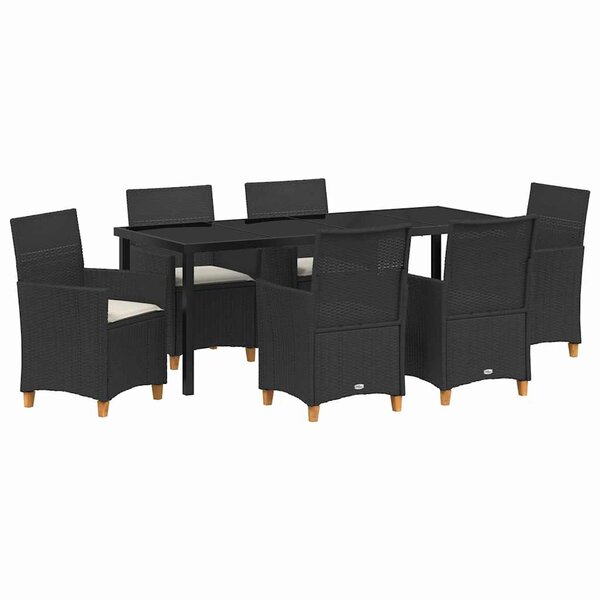 vidaXL Ensemble de salle à manger pour jardin 7 Pièces Noir polyrotin