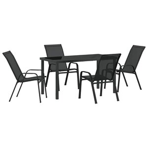 vidaXL Ensemble de salle à manger pour jardin 5 Pièces Noir