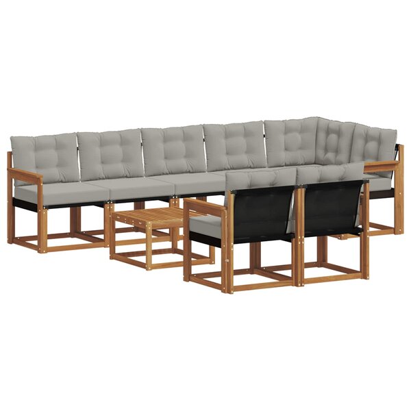 vidaXL Ensemble de canapés d'extérieur 9 pc Gris Naturel et Clair