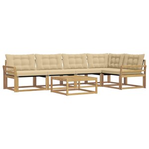 vidaXL Ensemble de canapés d'extérieur 6 pc Blanc et Beige