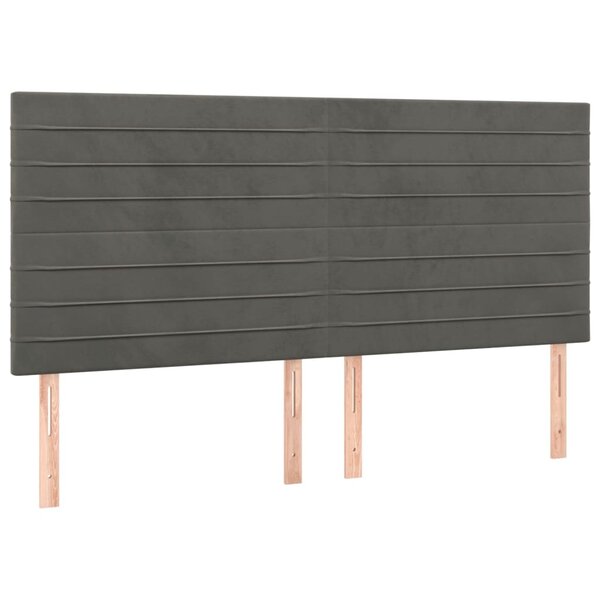 vidaXL Têtes de lit 4 Pièces Gris foncé 80x5x78/88 cm Velours