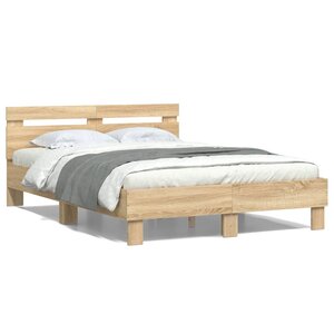 vidaXL Cadre de lit sans matelas chêne sonoma 135x190 cm