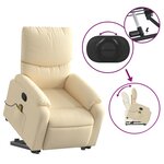 vidaXL Fauteuil inclinable de massage Crème Tissu
