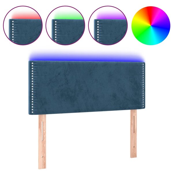 vidaXL Tête de lit à LED Bleu foncé 100x5x78/88 cm Velours