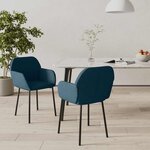 vidaXL Chaises à manger lot de 2 Bleu Velours