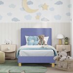 vidaXL Cadre de lit pour enfants avec tête de lit Bleu denim tissu