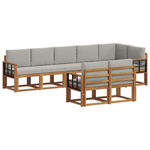 vidaXL Ensemble de canapés d'extérieur 8 Pièces Gris Naturel et Clair