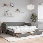 vidaXL Lit de jour avec gigogne et tiroirs gris foncé 80x200 cm tissu