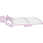 vidaXL Auvent de porte Gris et transparent 200x75 cm PC