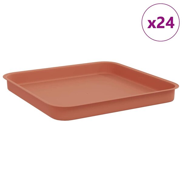 vidaXL Plateau carré à fleurs 24 pc Rouge brique 25 5 x 25 5 x 2 5 cm
