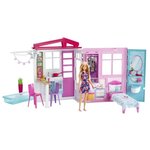 BARBIE - Barbie & Sa Maison a Emporter - Maison de Poupée repliable & transformable - 1 poupée Incluse