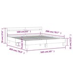 vidaXL Cadre de lit avec LED sans matelas chêne fumé 160x200 cm