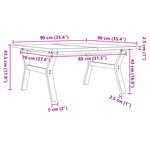 vidaXL Table basse cadre en Y 90x90x45 5cm bois de pin massif et fonte