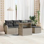 vidaXL Ensemble de canapé de jardin 6 Pièces Gris clair Poly rotin