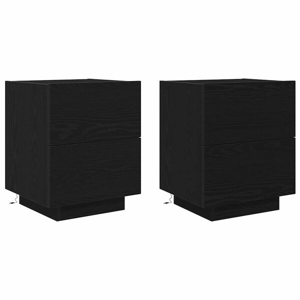 vidaXL Table de chevet avec tiroir 2 Pièces Chêne noir 45 x 40 x 55 cm