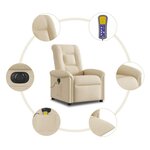 vidaXL Fauteuil inclinable de massage électrique crème tissu
