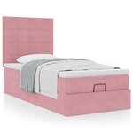 vidaXL Cadre de lit ottoman avec matelas rose 90x200 cm velours