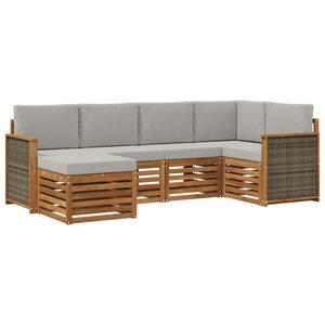 vidaXL Ensemble de canapé d'angle 5 Pièces Naturel et gris clair