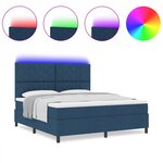 vidaXL Lit à ressorts avec matelas et lumière LED - Bleu  180x200 cm  tissu