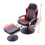 Vidaxl fauteuil avec repose-pied noir/rouge similicuir