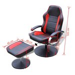 vidaXL Fauteuil avec repose-pied Noir/Rouge Similicuir