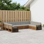 vidaXL Ensemble de canapés d'extérieur 9 Pièces Naturel et gris clair