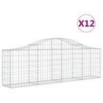 vidaXL Paniers à gabions arqués 12 Pièces 200x30x60/80 cm Fer galvanisé