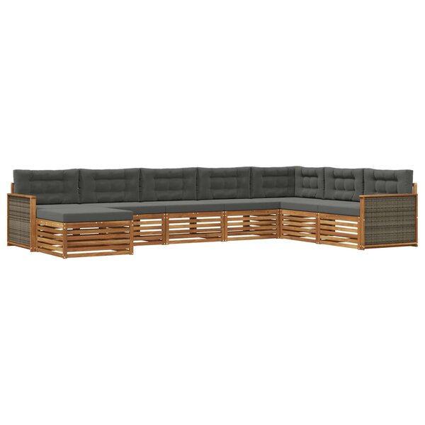 vidaXL Ensemble de canapés d'extérieur 8 pc Naturel et Anthracite