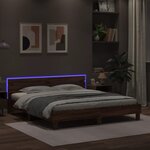 vidaXL Cadre de lit avec LED sans matelas chêne marron 180x200 cm