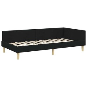 vidaXL Cadre de lit d'angle Noir 90 x 190 cm Tissu et bois reconstitué