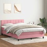vidaXL Sommier à lattes de lit avec matelas rose 140x210 cm velours