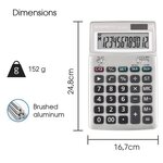 Calculatrice de bureau- ACROPAQ- Écran LCD 12 chiffres- Gris métal- Dual Power- 180g- Pile LR44 incluse