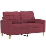 vidaXL Canapé 2 places avec oreillers bordeaux 120 cm tissu