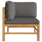 vidaXL Salon de jardin 2 Pièces avec coussins gris foncé Bois de teck