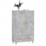 vidaXL Buffet haut gris béton 69 5x31x115 cm bois d'ingénierie