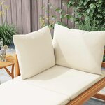 vidaXL Chaise longue avec 1 accoudoir Blanc crème Bois d'acacia solide