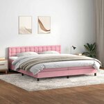 vidaXL Sommier à lattes de lit avec matelas rose 180x220 cm velours