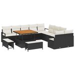 vidaXL Ensemble de canapé de jardin 13 Pièces Noir Poly rotin