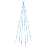 vidaXL Sapin de Noël sur mât de drapeau 108 LED Bleues 180 cm