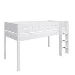 Flexa WHITE Lit mi-hauteur avec echelle droite 90 x 200 cm Barriere de securite classique Blanc