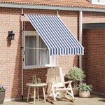 vidaXL Auvent rétractable manuel 150 cm Rayures bleues et blanches