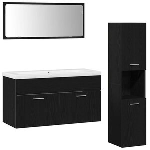 vidaXL Set de meubles de salle de bain avec tiroir 4 Pièces Chêne noir