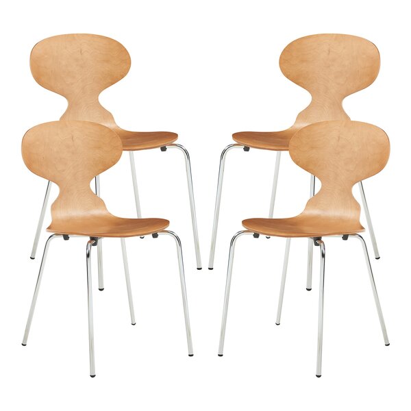 Lot de 4 chaises de salle à manger moderne design robuste effet noyer / chrome 03_0009835