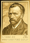 Monnaie SUNFLOWERS Vincent Van Gogh 1/1000 Oz Medaille Or