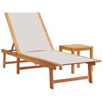 vidaXL Chaises longues lot de 2 table gris bois d'acacia et textilène