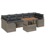 Ensemble de Canapé de Jardin 8 pièces avec Oreillers Gris Rattan Poly