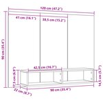 vidaXL Meuble TV mural Chêne Noir 120 x 23 5 x 90 cm Bois d'ingénierie