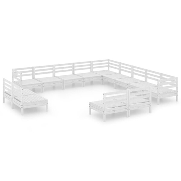 vidaXL Salon de jardin 13 Pièces Bois de pin massif Blanc