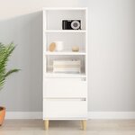 vidaXL Buffet haut Blanc brillant 40x36x110 cm Bois d'ingénierie